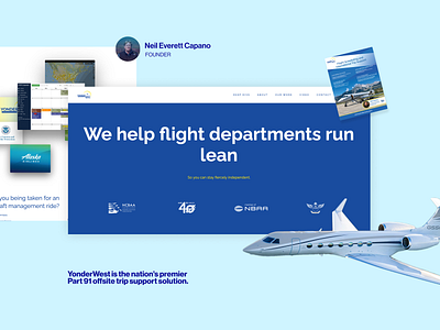 YonderWest aviation b2b brand branding landing page