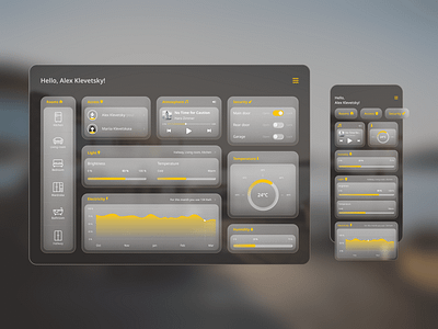Smart Home App Concept access app application avekarma concept design electricity mobile application music rooms smart home smart house temperature ui ux web application