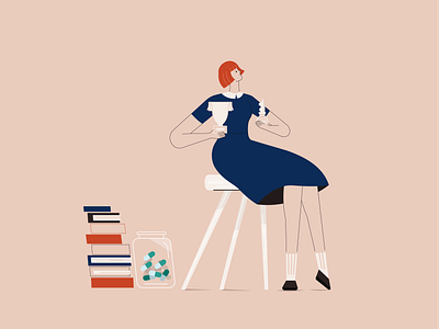 Beth Harmon character chess design illustration pills queensgambit trophy