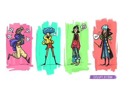 Wizarding school students character concept character design characters colorful concept art magic witch wizard