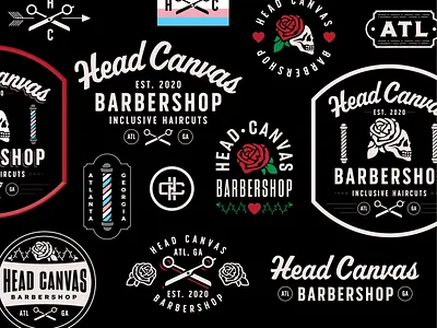 Head Canvas Badges barber logo barbershop barbershop logo brand brand design brand identity branding canvas design head headword lgbtqa logo