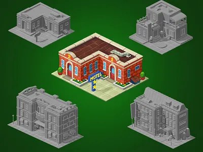 The two-stars motel 3d art art casual game cg colorful art concept concept art design illustration isometric art motel