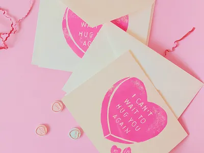 COVID Lino cards covid linocut linoprint printmaking valentine