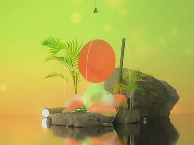 Reflection II 3d 3d animation after effects animation blender c4d cinema4d design digital art geometric gradient illustration iridescent loop minimal mirror plants realistic redshift reflection