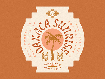 Oaxaca Sunrise Candle Label candle candle label candle packaging desert desert candle desert illustration oaxaca oaxaca sunrise oaxaca sunrise palm tree sunrise