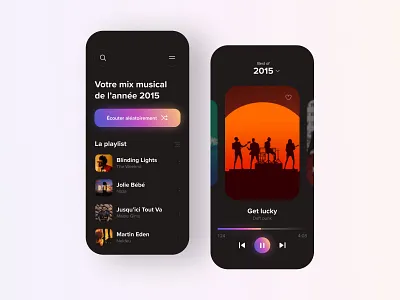 Daily UI #63 - Playlist Best of 2015 application colors daft punk daily 100 challenge daily ui dark design music music app playlist ui ui design