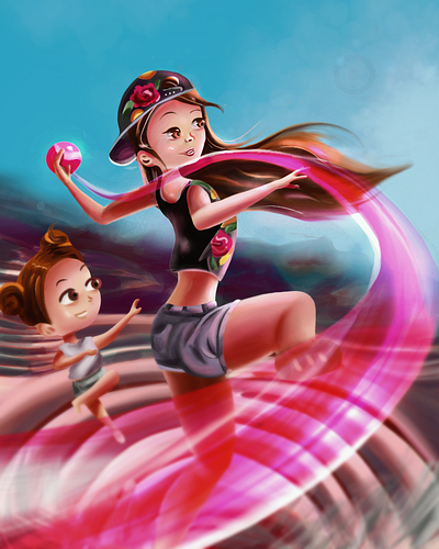 PLAYING IN MORAY digital painting illustrations peru