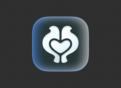 Love doves! app big sur bird brand branding dove heart icon illustration ios logo logo design logodesign love mark monochrome negative space peace pigeon symbol