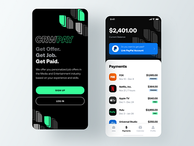 Production Crew Payments - Employee App app cinema clean empty state entertainment ios job media mobile mobile app mobile app ui mobile design mobile ui offer paid pay payments payments app search work
