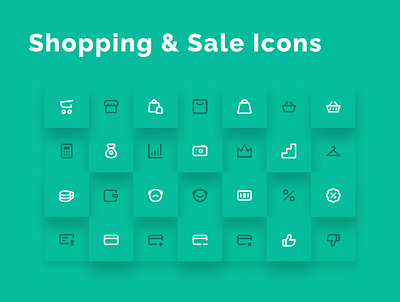 Shopping & Sale Icons Set checkout discount e comerce e commerce design e shop figmadesign icondesigner icons magazine online pay payment sale shop