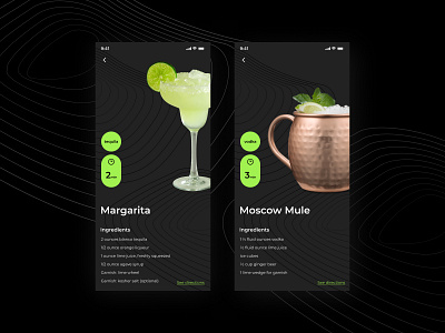 Daily UI 40 | Recipe alcohol alcoholic daily 100 challenge daily ui dailyui dailyuichallenge drinks drinks menu margarita moscow mule recipe recipe app ui vodka