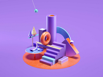 Pure Geometry 3d art 3d illustration cinema4d donut francisco cortes geometric geometric art geometry illustration octanerender poetry purple