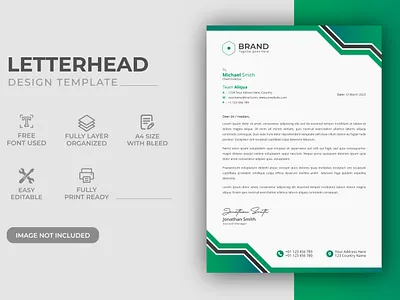 Creative Modern Green Color Corporate Business LetterHead Design