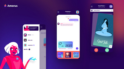 AMORUS 🔥 A messaging app built for sexy fun app character chat design fire games girl illustration messaging mobile sexual sexy ui uiux ux