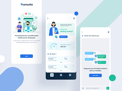 Health Consultation App app appui branding chat clean counseling design doctor health minimal online psychological ui ux