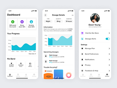 Nix - Nicotine Cessation app health health care mobile mobile design nicotine product design smoking thano ui ux vaping ysdn