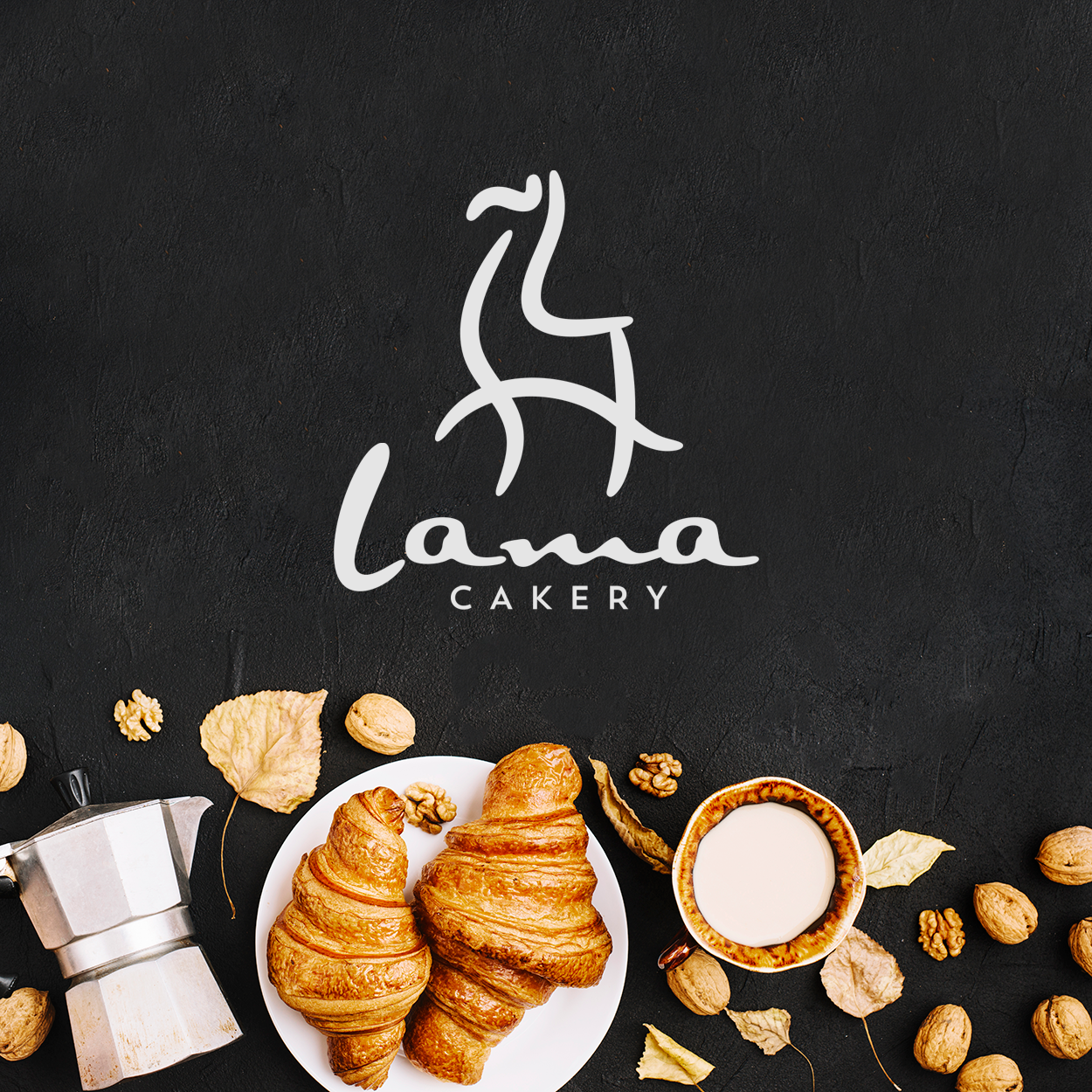 L for Llama bakery logo fun llama modern