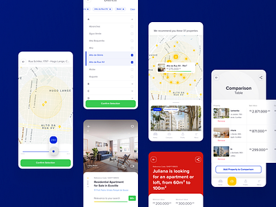 Real Estate Platform Interfaces | Apolar Procura apartment cluster filter map mobile platform product design property radius real estate search table ui design ux design