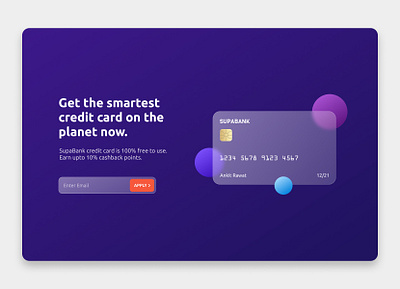 Glassmorphic Hero Section banking card dark ui figma glass glassmorphism landing page minimal trending ui uiux website design