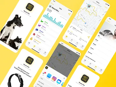 Nuxin pet app app design flat fluffy interface pet pet care pet tracker pets petshop smart collar ui user experience ux website