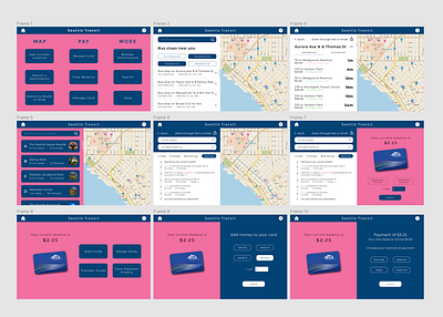 Bus Kiosk Screens app branding busapp colors design figma