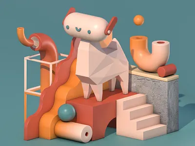 Woof 3d 3d art 3d design 3d modeling c4d cinema4d design illustration isometric