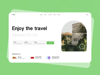 Travel Search Page app concept daily ui desktop explore search tourist travel trip planner typogaphy uidesign ux vacation webpage website