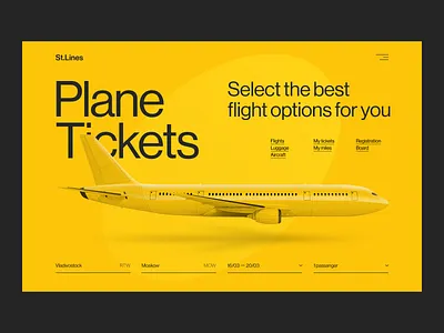St.Lines Yellow airline branding concept design minimal minimalism plane ui ux uxui website yellow yellow theme