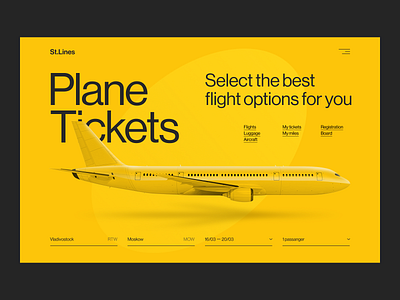 St.Lines Yellow airline branding concept design minimal minimalism plane ui ux uxui website yellow yellow theme