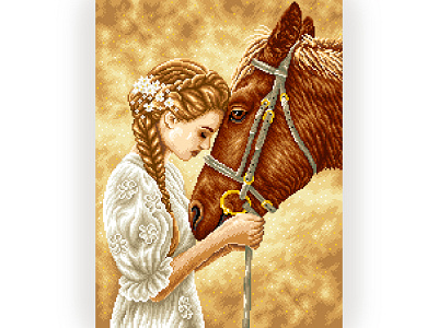 Pixel Art character design girl portrait gradient graphicdesign horse illustration illustration art pixelart pixelartist pixels sepia