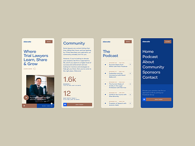 Elawvate | Mobile branding law lawyer legal logo menu mobile player podcast touch ui ux