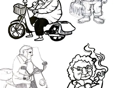 Elderly on scooters 02 character drawing elderly illustration motorcycle project research school scooter scooters