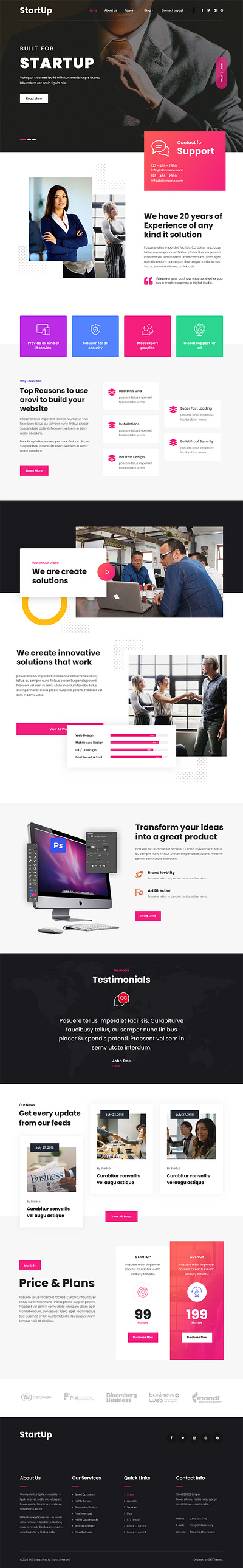 SKT Start-up Lite – Free Startup WordPress Theme software startup technology theme design