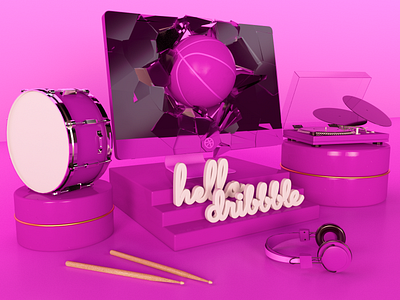 Hello Dribbble 3d illustration arnoldrender c4d cinema4d clean design render web