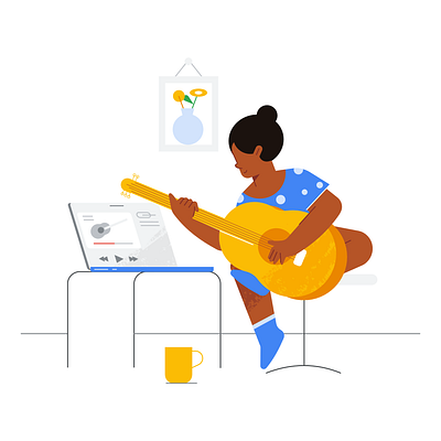 Tutorial affinity designer character flat girl google guitar learning lines play simple vector illustration