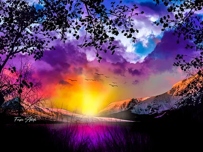Nature Digital art animation anime art animeart color color palette colorful colorful art digital digital art digital design digital illustration digital painting digitalart hand drawn illustraion illustration illustration art painting snow sunset