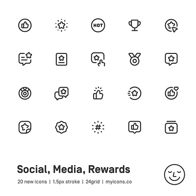 Myicons✨ — Social, Media, Rewards vector line icons pack essential icons icon design icon pack icons icons design icons pack interface icons line icons sketch sketchicons ui ui design ui designer ui icons ui kit ui pack ui set web design web designer web ui