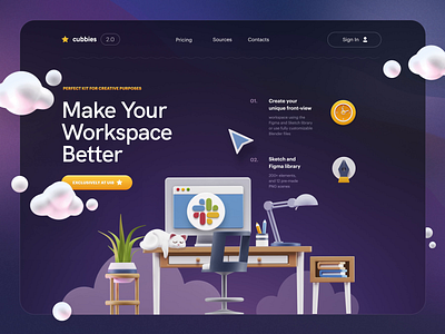 Cubbies v2.0 3dblender blender figma homeoffice illustration office sketch ui ui8 workspace
