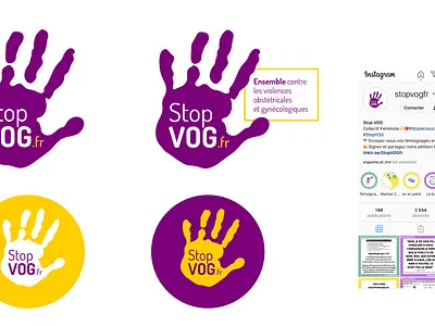 Stop aux violences obstétricales et gynécologiques association branding feminism feminist femme femmes féministe identité identité visuelle jaune logo militant stopvog violences violet