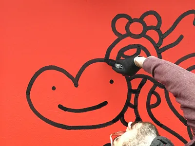 NEW PROJECT / PROCESS athens backstage character doodles doodling heart muralist new pasta process project red sdeviano shot smile smiley face timeline