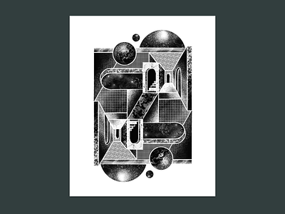 Geometric Space City archway building city door geometric isometric noise pattern space surreal texture trippy