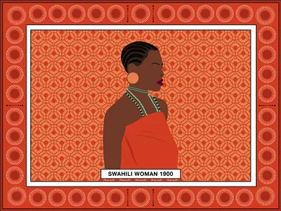 Khanga Design - Swahili Woman 1900 design illustration kenyan pattern design swahili textile design vector