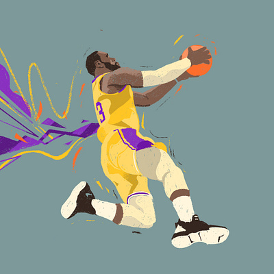 Lebron James action basketball character design illustration illustrator lakers lebron james losangeles nba nba finals people player portrait the king