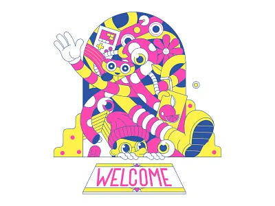 W is for... character character design characters drawing editorial gameboy graphic hands home illustration juicebox noodles robot tetris typography vector wheres wally