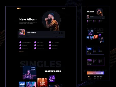 Moon- Discography Page artist dark dark design design music music band music player song songer ui ux web web design website