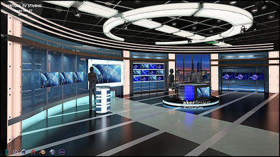 Virtual TV Studio News Set 27 3d broadcast design illustration media set stage stand studio television