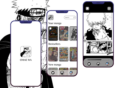 Manga reader OMAE WA branding design flat goalapp icon icons interface logo ui uiux