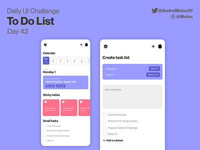 Daily UI #42 To Do List app dailyui dailyuichallenge design figma list mobile mobile app organizer task to do todo list todolist ui ui design ux uxui