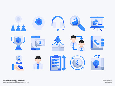 Business Strategy Icons Flat Style app business finance flat design flat illustration flat logo icon icon a day icon design icon set iconography startup startup branding startups strategy ui user interface ux vector web