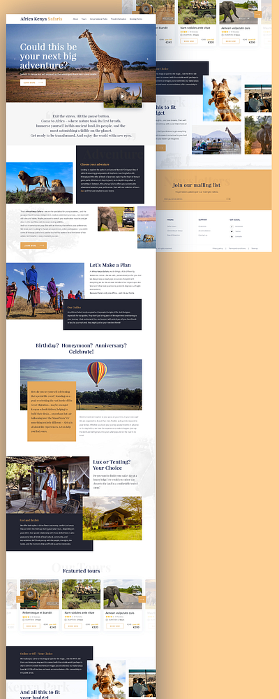 Safari Tour bootstrap4 design photoshop safari tourism typography ui web